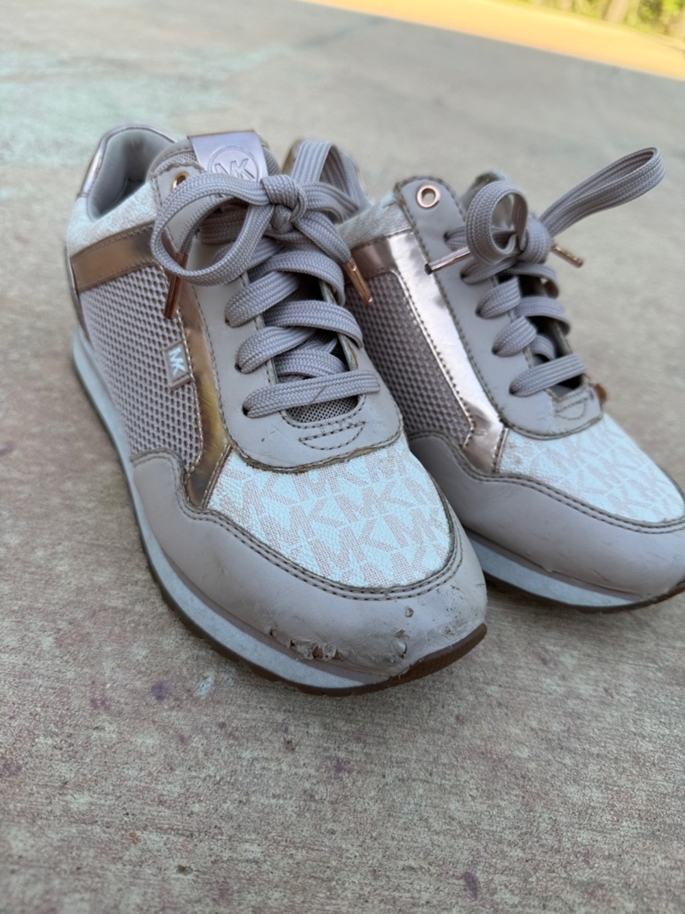 Michael Kors Light Gray Logo Mesh Lace-Up Sneakers